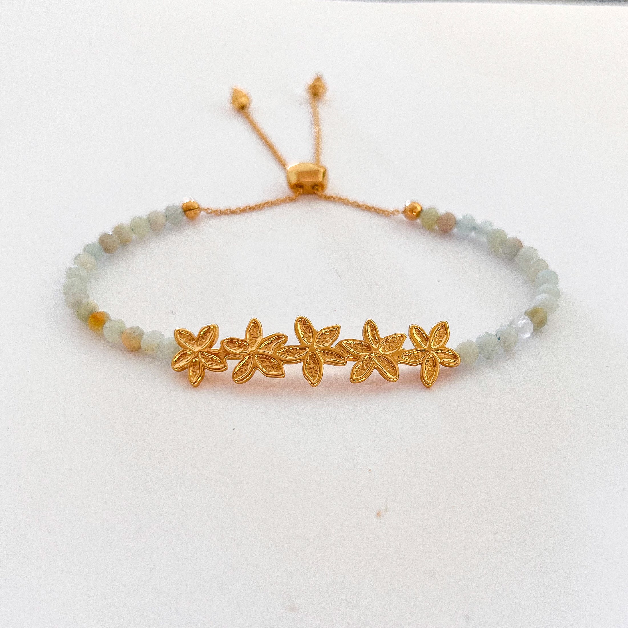 Plumeria Bar + Amazonite Bracelet