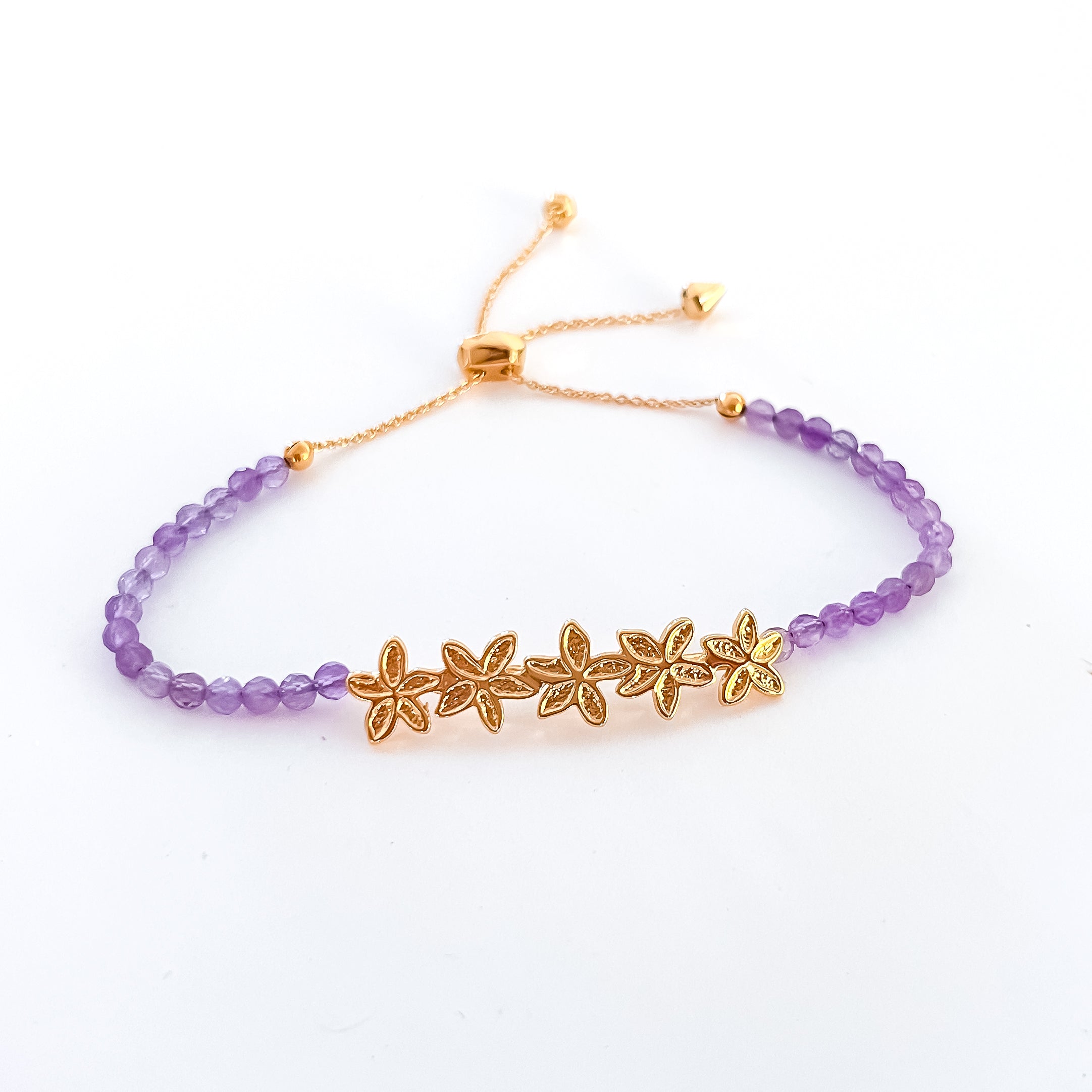 Plumeria Bar + Amethyst Bracelet