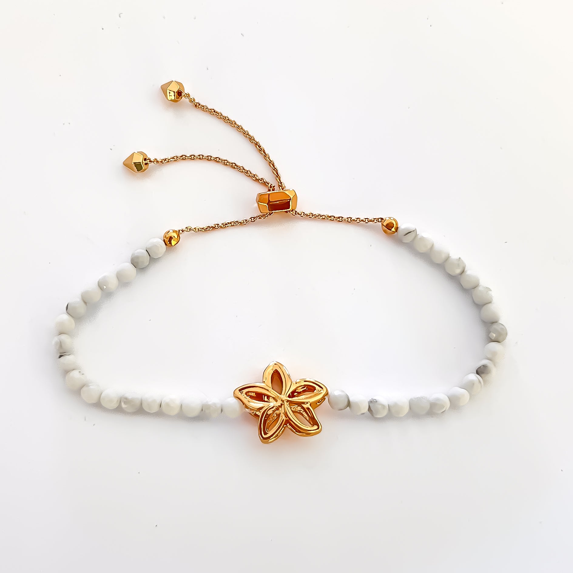 Dancing Plumeria + Howlite Bracelet