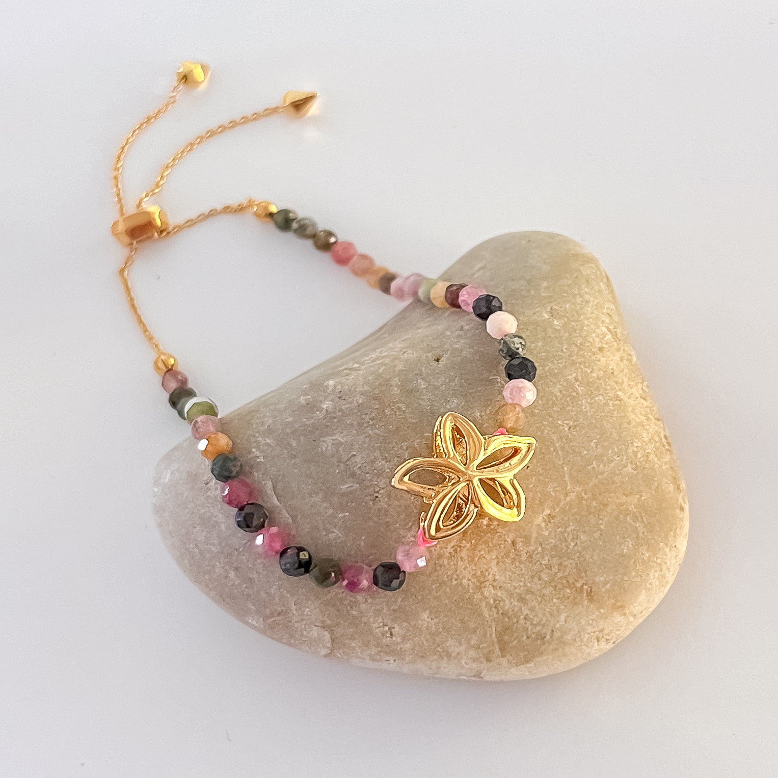 Dancing Plumeria + Tourmaline Bracelet