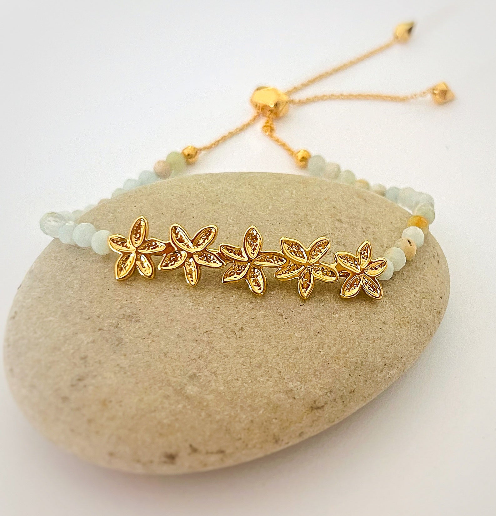 Plumeria Bar + Amazonite Bracelet