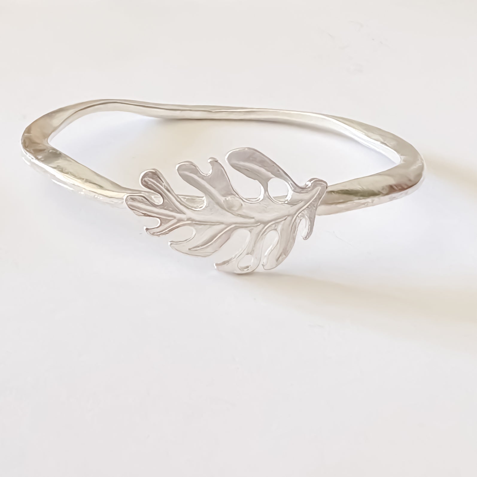 Monstera Silver Bangle