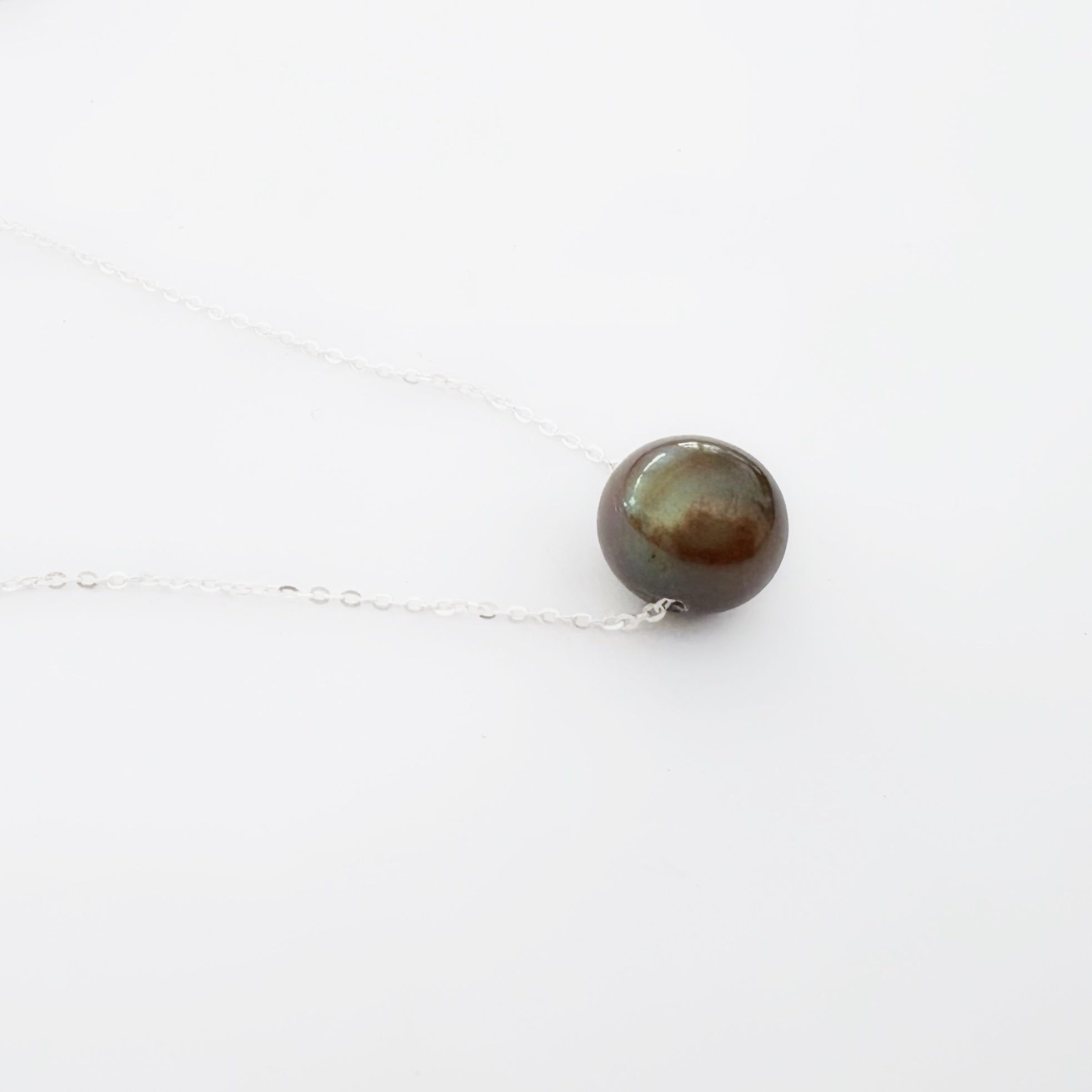 Floating Pearl Necklace - Silver