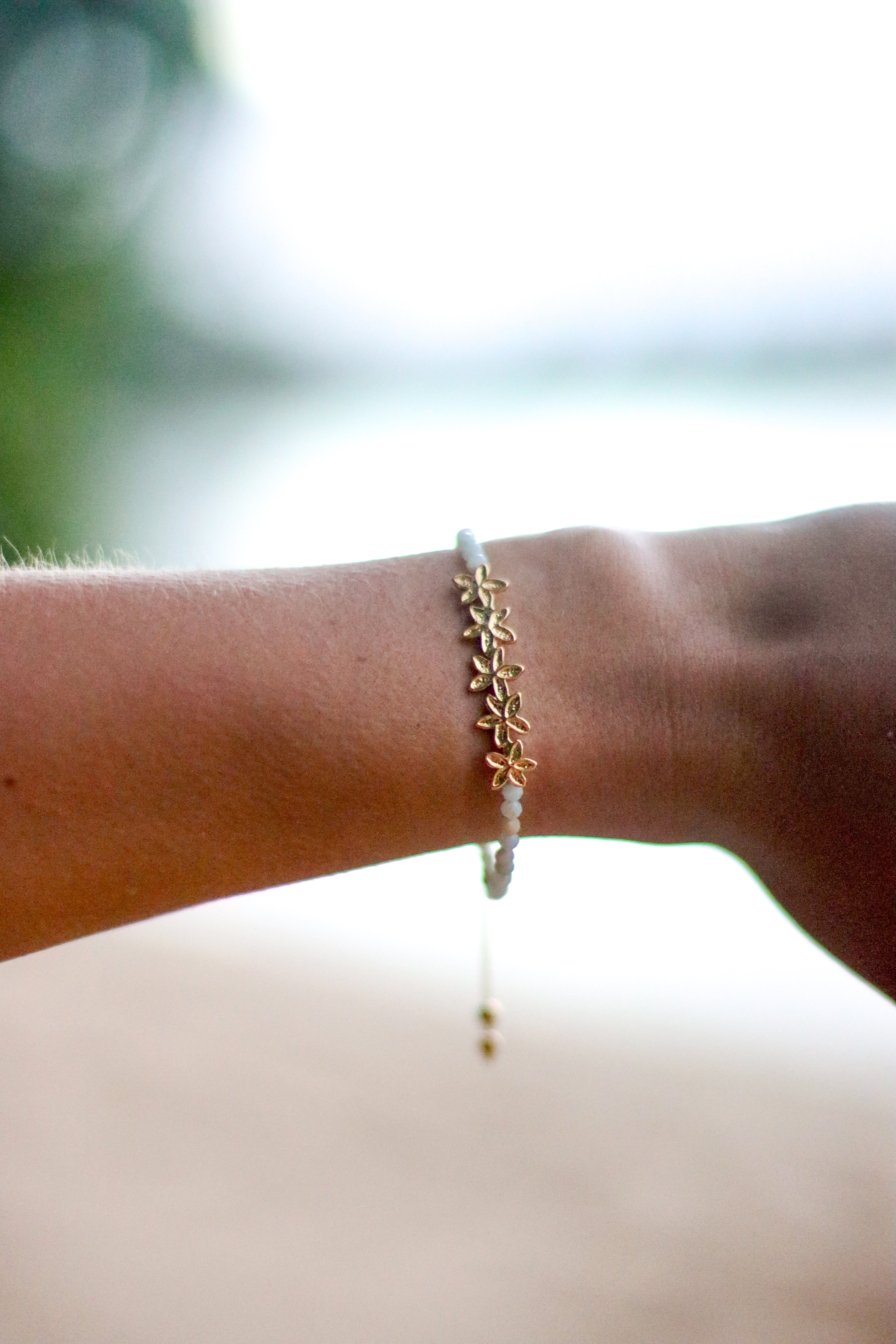 Plumeria Bar + Amazonite Bracelet