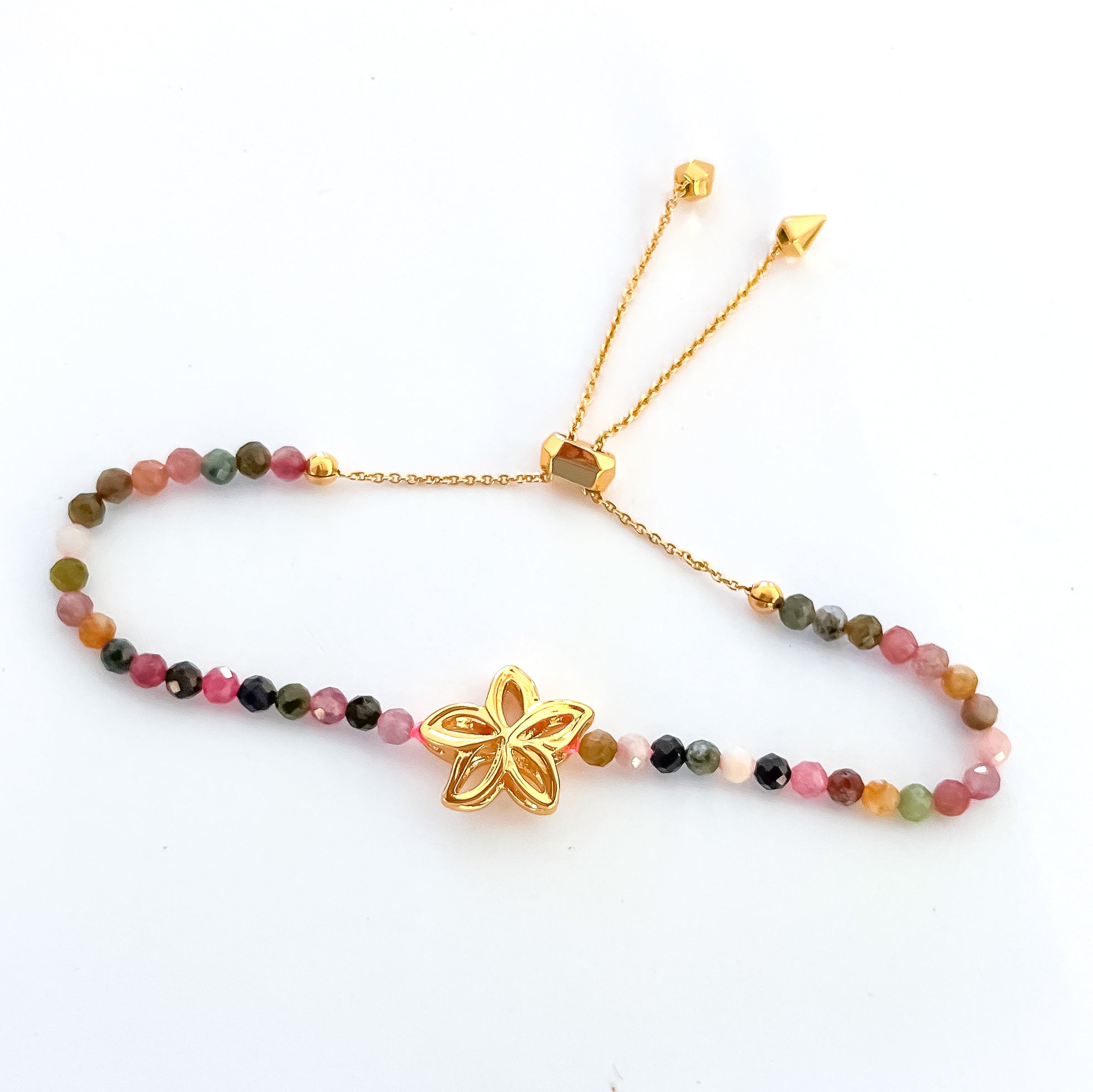 Dancing Plumeria + Tourmaline Bracelet