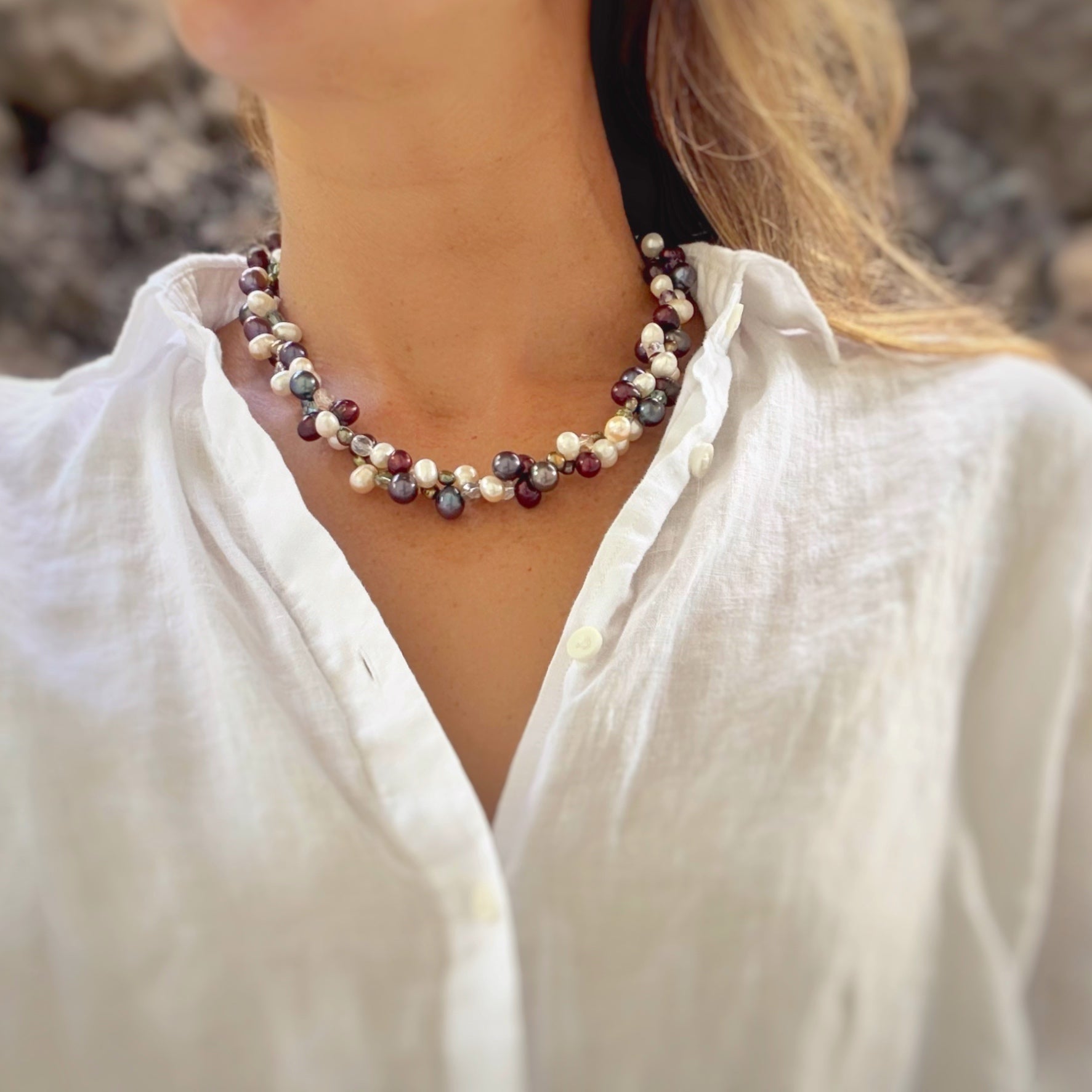 2-strand Freshwater Pearl Necklace - Multi