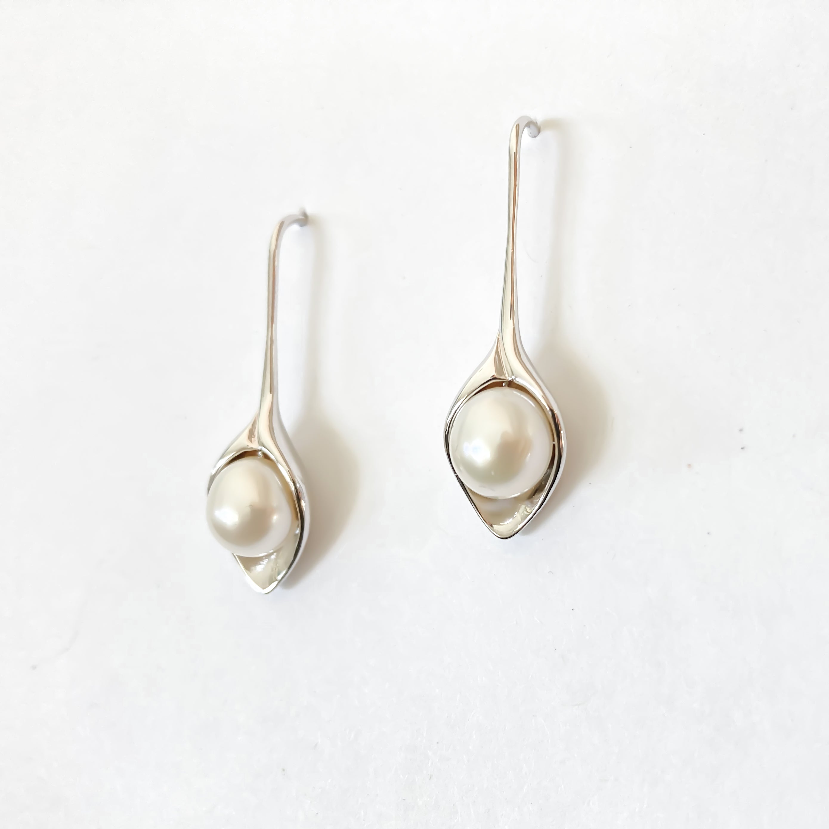 Pearl on sale and Sterling Lily earrings